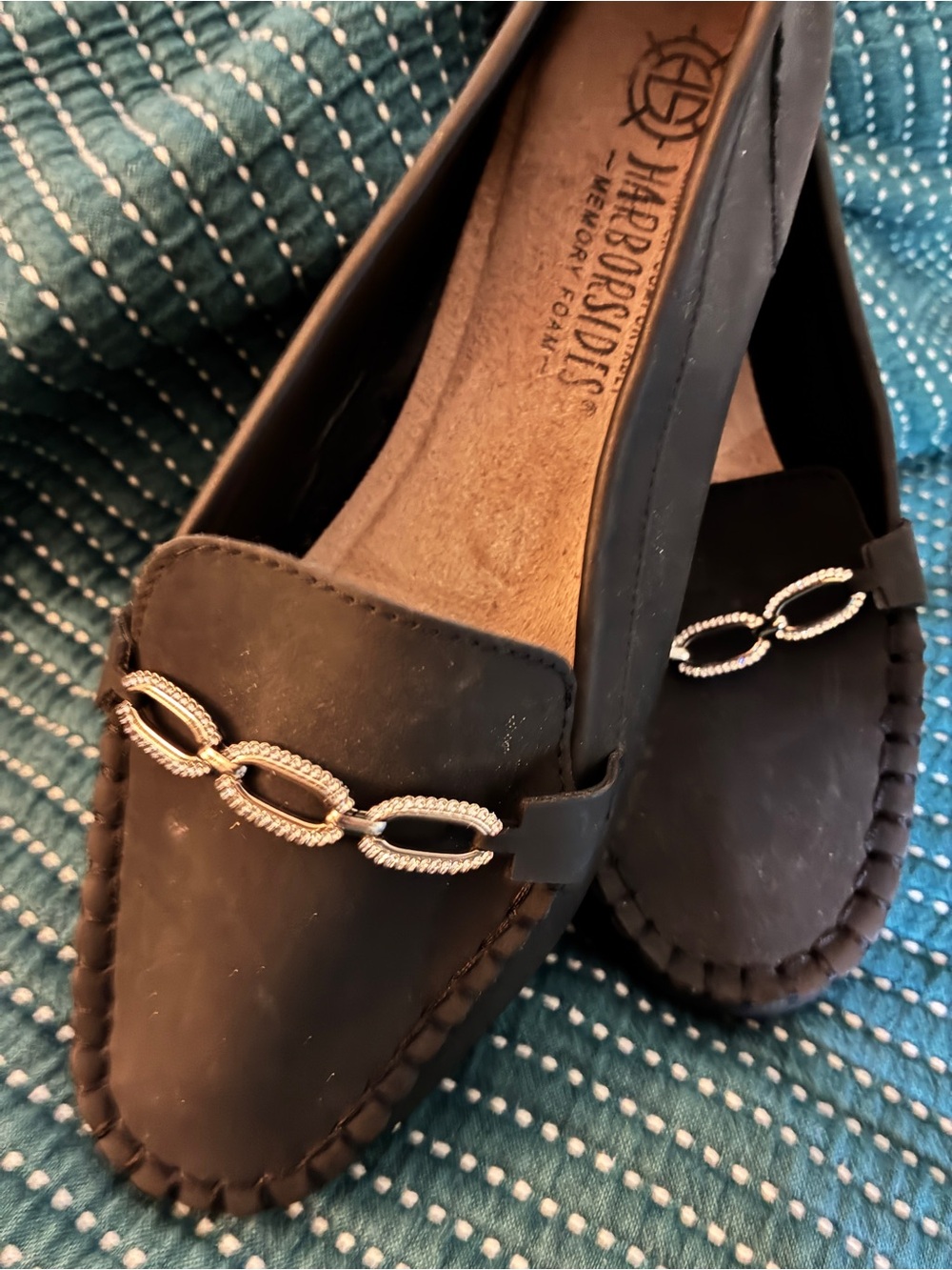 Black Women's Leather Moccasin Loafers